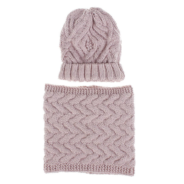 Fashiona knitted beanie cap scarf set