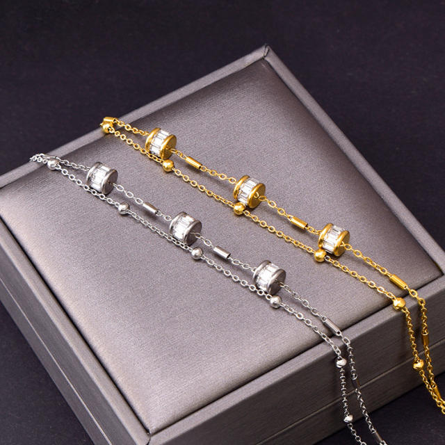 Delicate diamond stainless steel anklet
