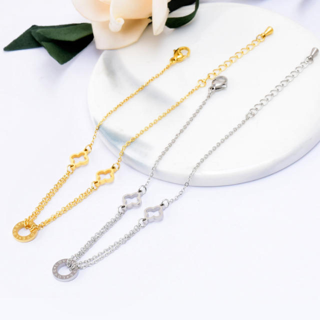 Korean fashion easy match circle stainless steel anklet