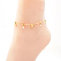 Hot sale frost butterfly stainless steel anklet