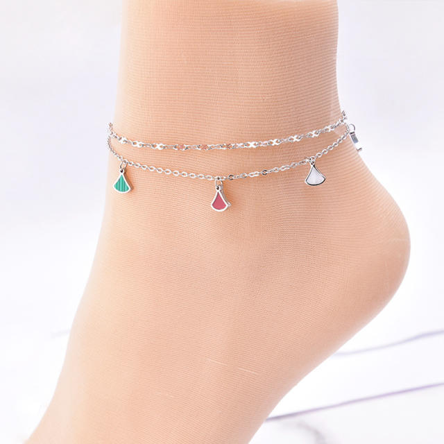 Korean fashion colorful fun two layer stainless steel anklet