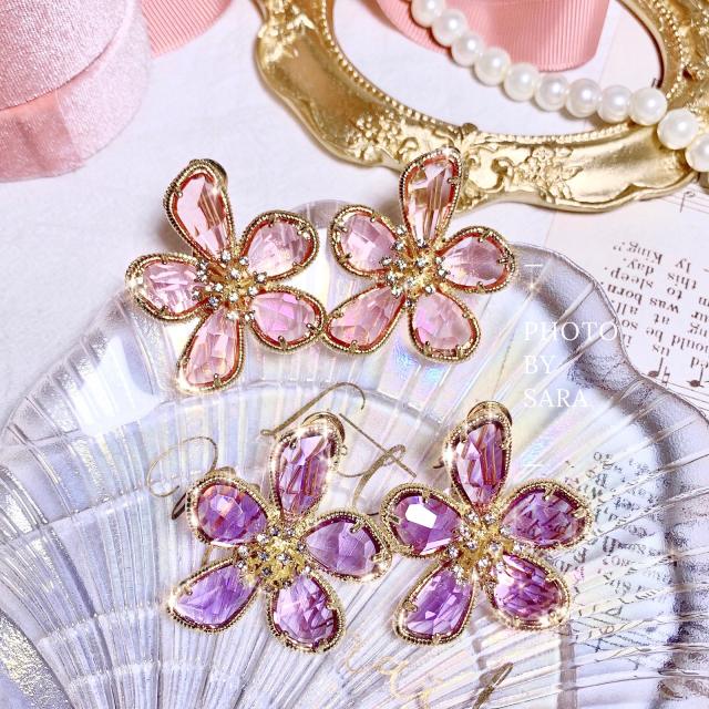 925 needle colorful petal flower chunky earrings for spring