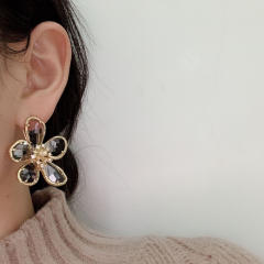925 needle colorful petal flower chunky earrings for spring