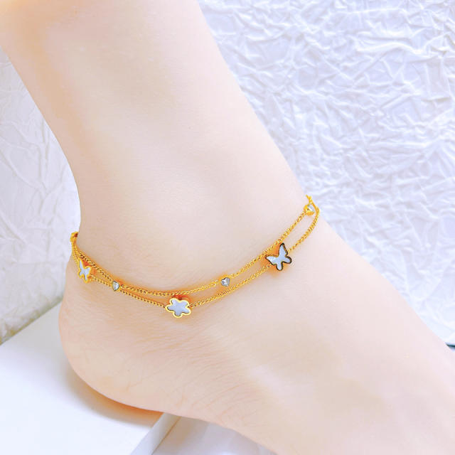 Korean fashion mother shell stainless steel anklet