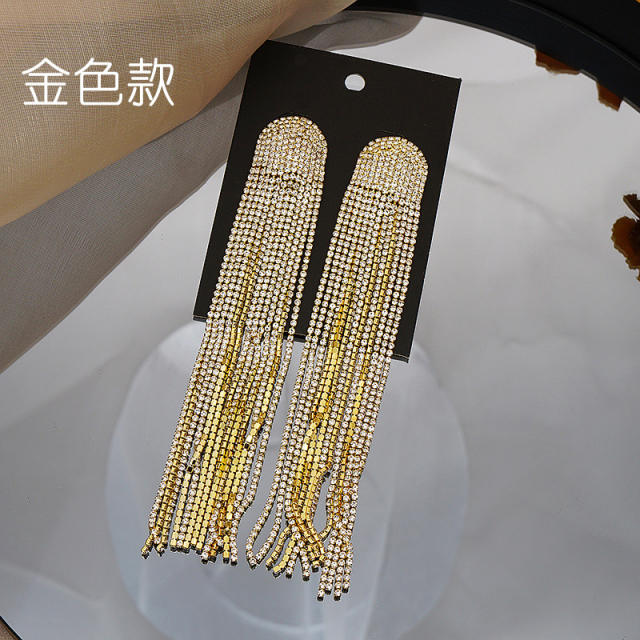 Luxury diamond tassel long earrings for women