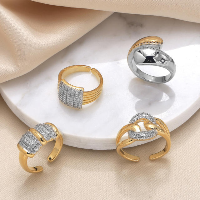 Personality mix color gold plated copper finger rings