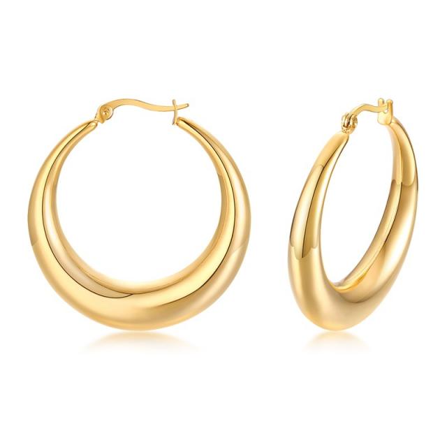 Chunky hoop hollow out stainless steel earrings