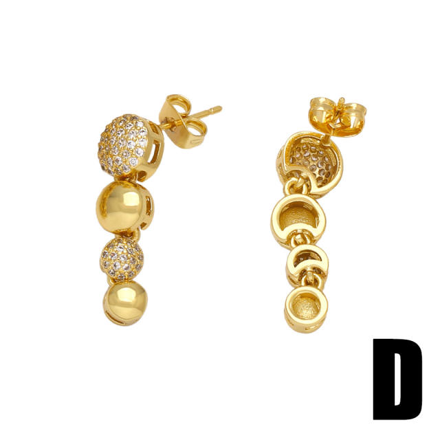 Chunky hot sale gold plated copper diamond dangle earrings