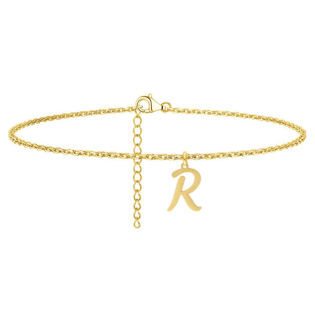 Simple initial letter charm stainless steel anklet