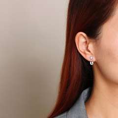 Hot sale paperclip cubic zircon setting stainless steel earrings