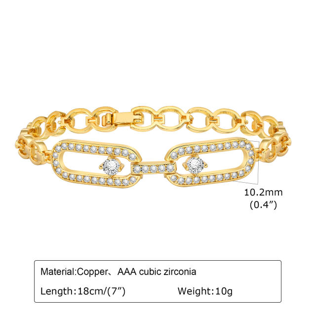 Hot sale diamond gold plated copper chain bracelet