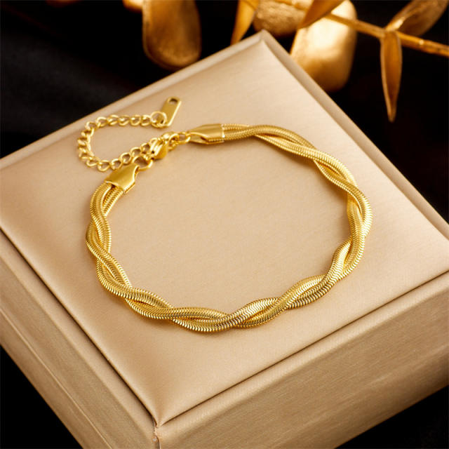 Easy match twisted stainless steel chain necklace bracelet set