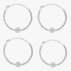 Hiphop stainless steel cuban link chain zodiac symbol bracelet for men