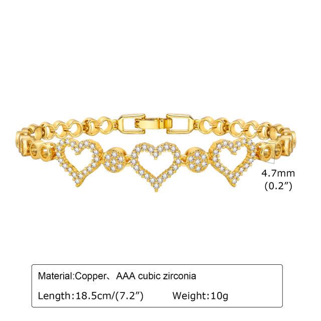 Hot sale diamond gold plated copper chain bracelet