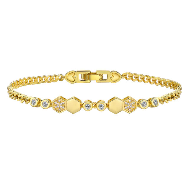 Delicate diamond gold plated copper women bracelet