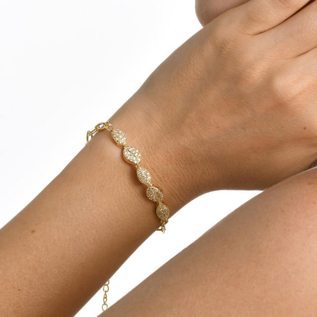 Delicate diamond gold plated copper women bracelet