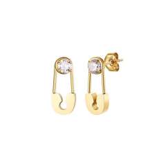 Hot sale paperclip cubic zircon setting stainless steel earrings