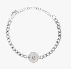 Hiphop stainless steel cuban link chain zodiac symbol bracelet for men