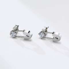 Hot sale paperclip cubic zircon setting stainless steel earrings