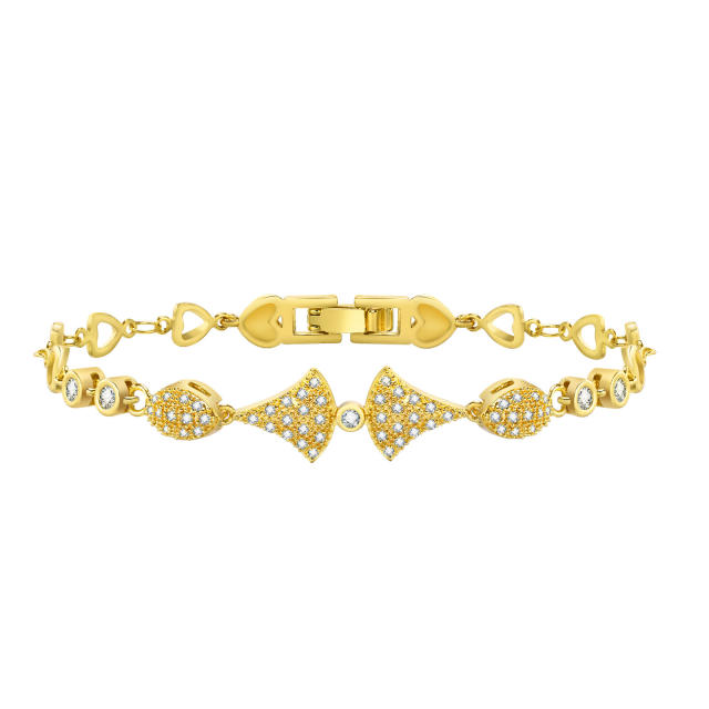 Delicate diamond gold plated copper women bracelet