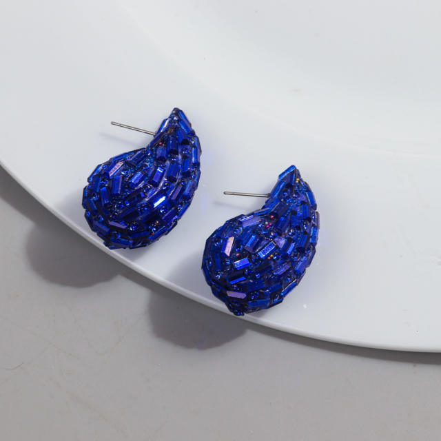 Hot sale waterdrop shape full diamond chunky earrings