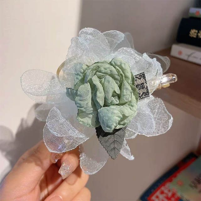 Summer fabric flower hot sale women hair claw clips