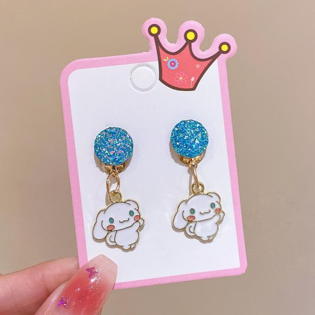 Cute cartoon colorful acrylic clip errings for kids