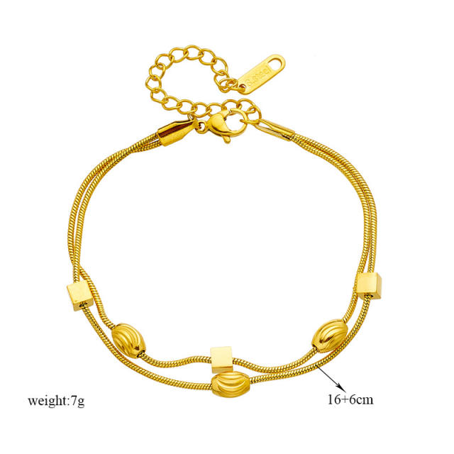 Korean fashion easy amtch two layer stainless steel bracelet