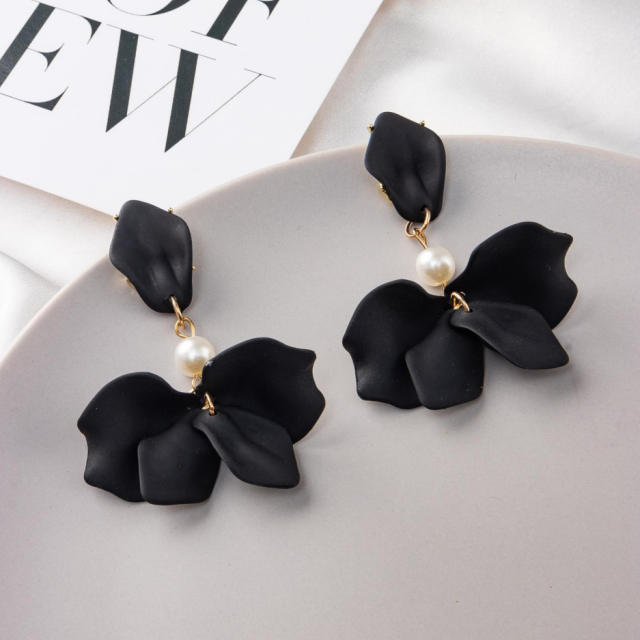 Korean fashion colorful acrylic petal flower earrings