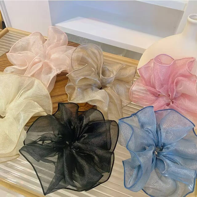 Large size plain color organza scrunchies