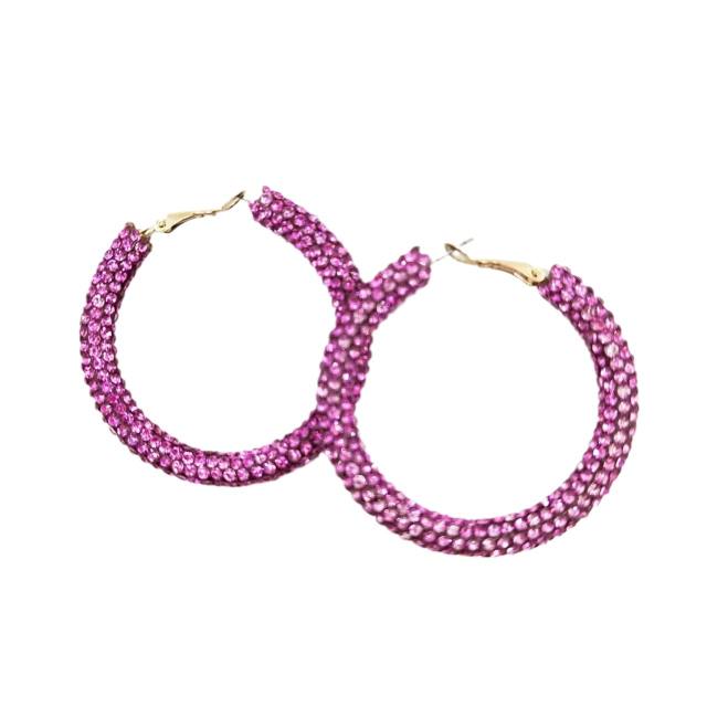 Summer colorful diamond sequins big hoop earrings 5CM