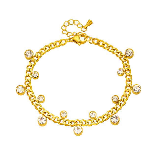 Occident fashion stainless steel chain diamond charm bracelet