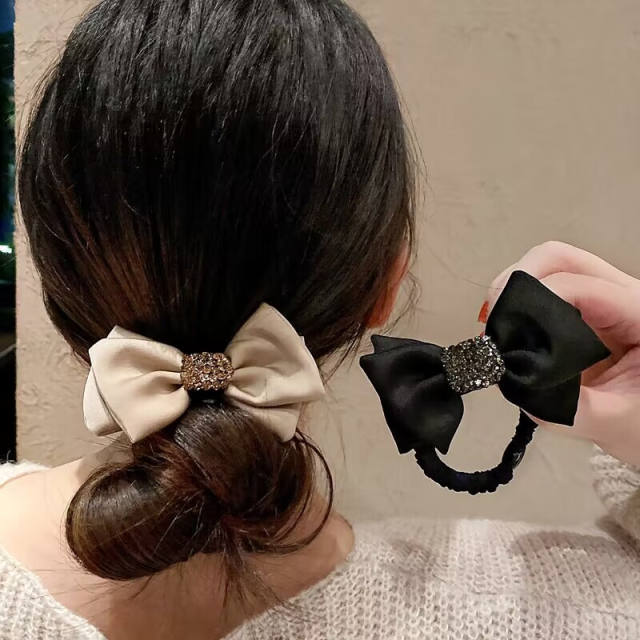 Elegant easy match diamond bow women hair ties