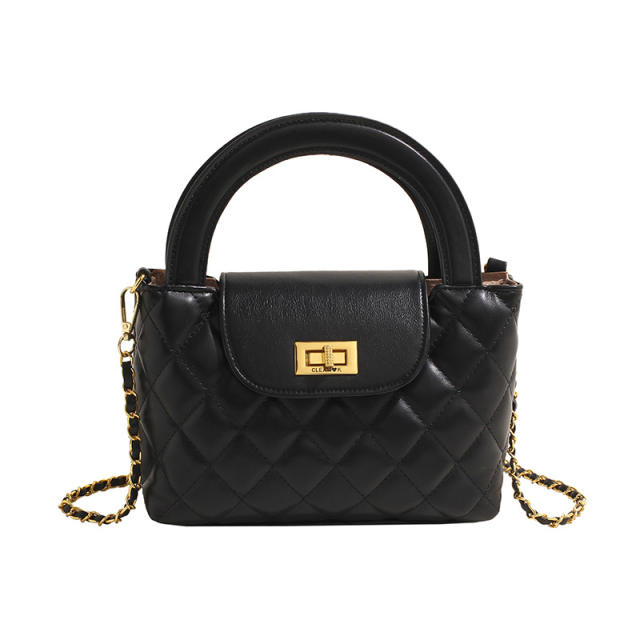 Chic PU leather elegant quilted pattern chain bag for women