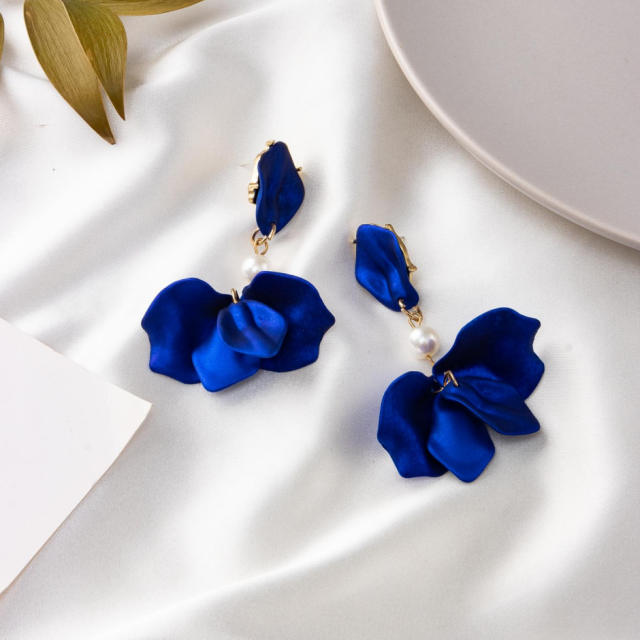 Korean fashion colorful acrylic petal flower earrings