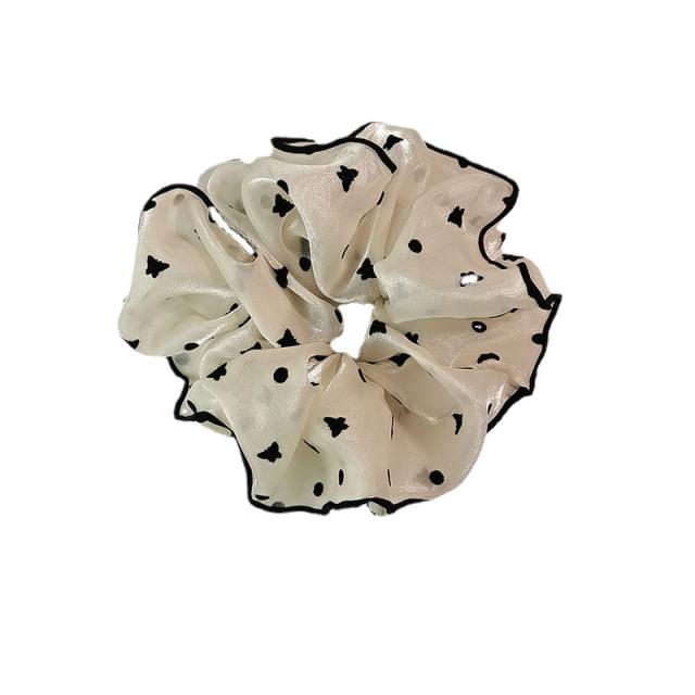 Elegant large size heart polka dots pattern women satin scrunchies