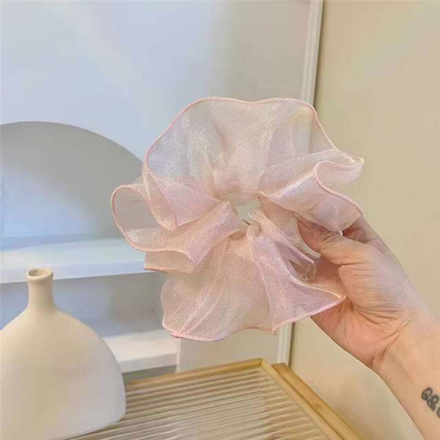 Large size plain color organza scrunchies