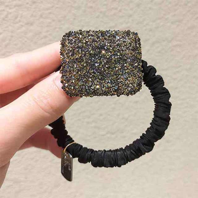 Elegant diamond geometric heart square women hair ties