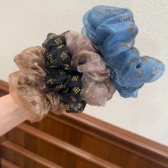 Elegant colorful organza rhinestone scrunchies