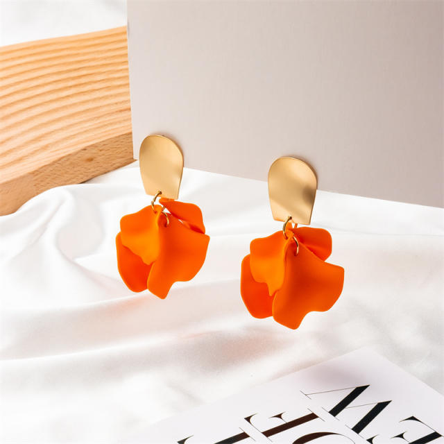 Korean fashion candy color acrylic flower petal earrings