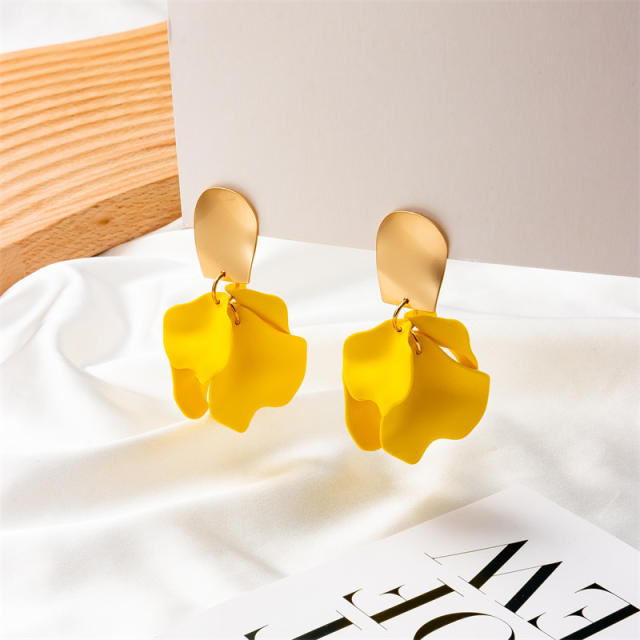 Korean fashion candy color acrylic flower petal earrings