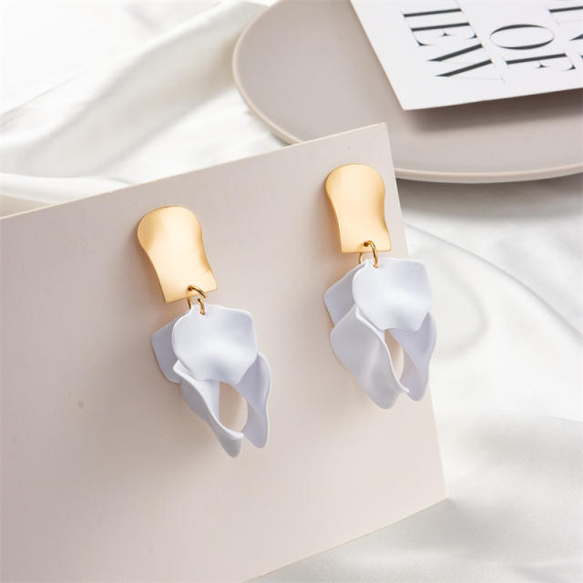 Korean fashion candy color acrylic flower petal earrings