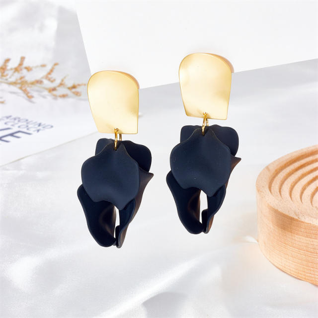 Korean fashion candy color acrylic flower petal earrings