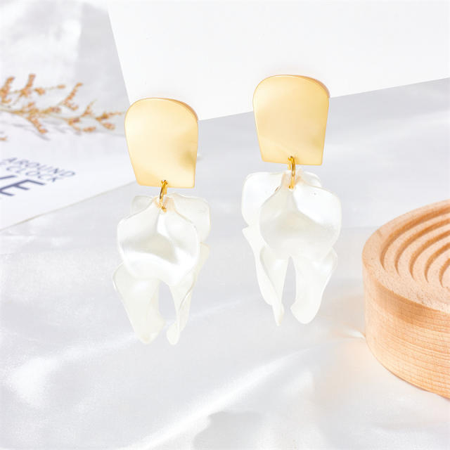 Korean fashion candy color acrylic flower petal earrings