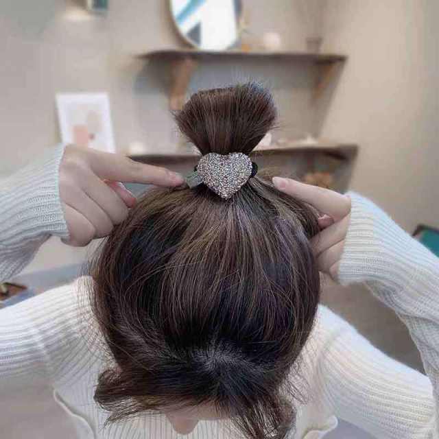 Elegant diamond geometric heart square women hair ties