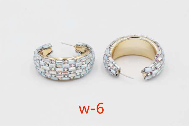 Luxury full of glass crystal rhinestone open hoop chunky women earrings