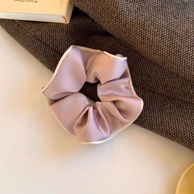 French trend plain color satin women scrunchies