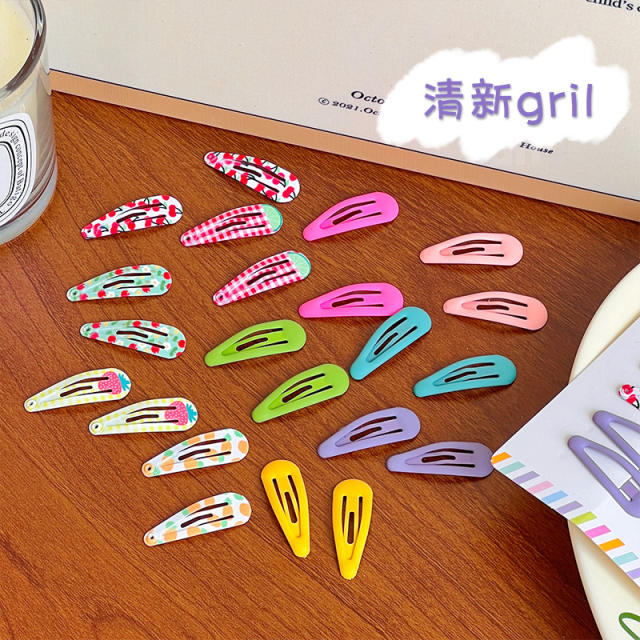 Cute candy color snap hair clips set for kids