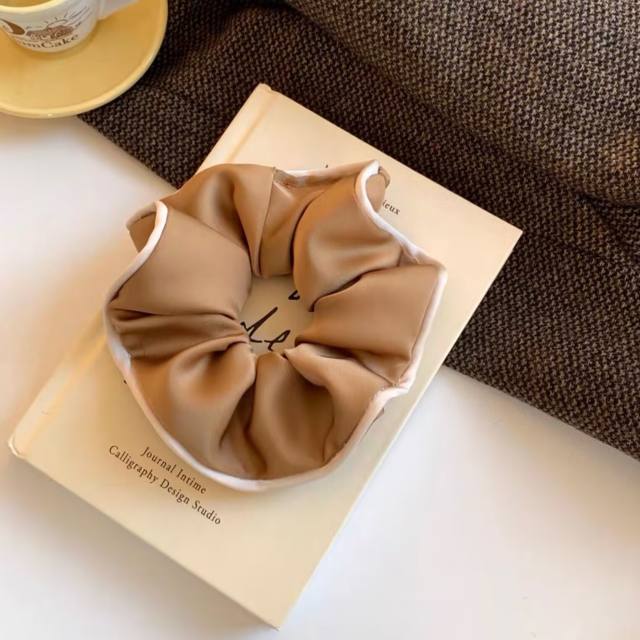 French trend plain color satin women scrunchies