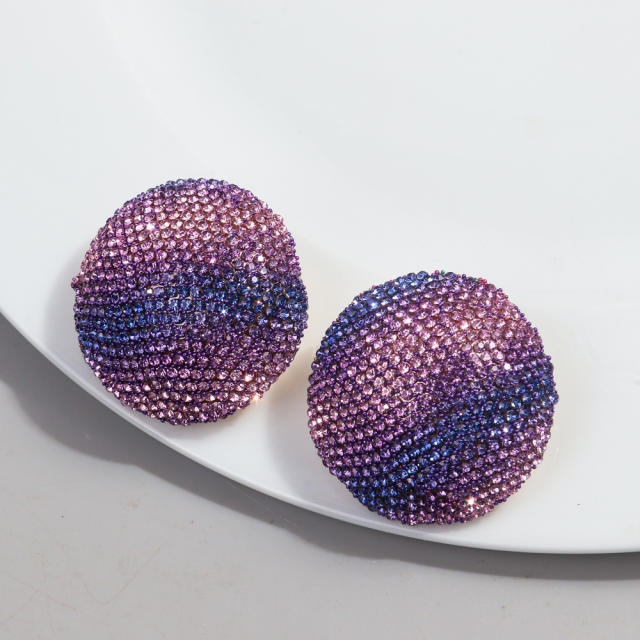 Hot sale colorful diamond round shape studs earrings